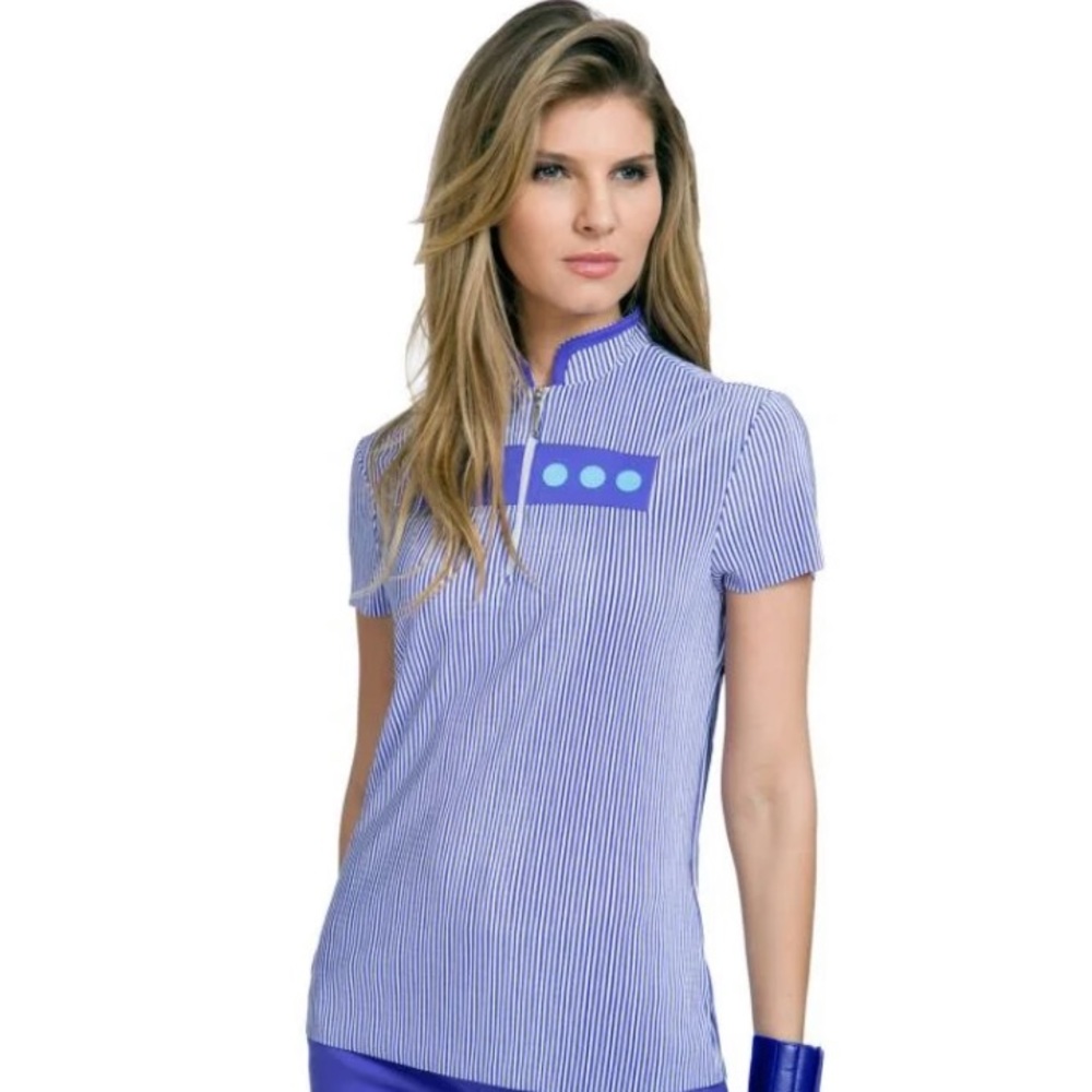 Jamie Sadock Womens Pinstripe Golf Polo L